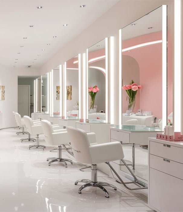 a salon with a pinkish pinkish pinkish pinkish pinkish pinkish