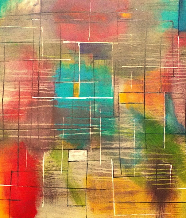 a painting of a painting of a colorful abstract painting