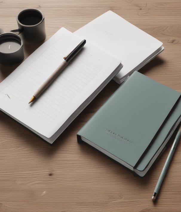 A collection of tech gadgets including a laptop, smartphone, smartwatch, and wireless earbuds placed on a white surface. A large green leaf partially covers the items, adding a touch of nature to the arrangement. A wooden board is partially visible underneath the leaf.