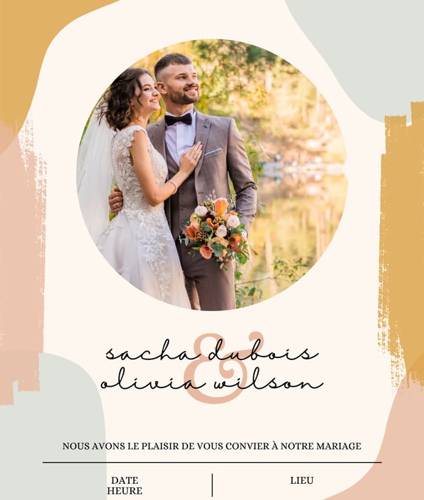 a wedding photo of a bride and groom in a wedding photo