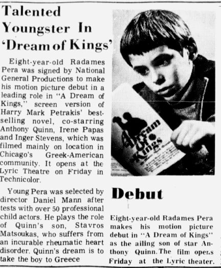 Talented Youngster in Dream of Kings - Radames Pera article