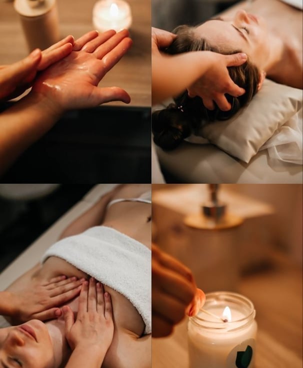 a woman getting a massage at a spa