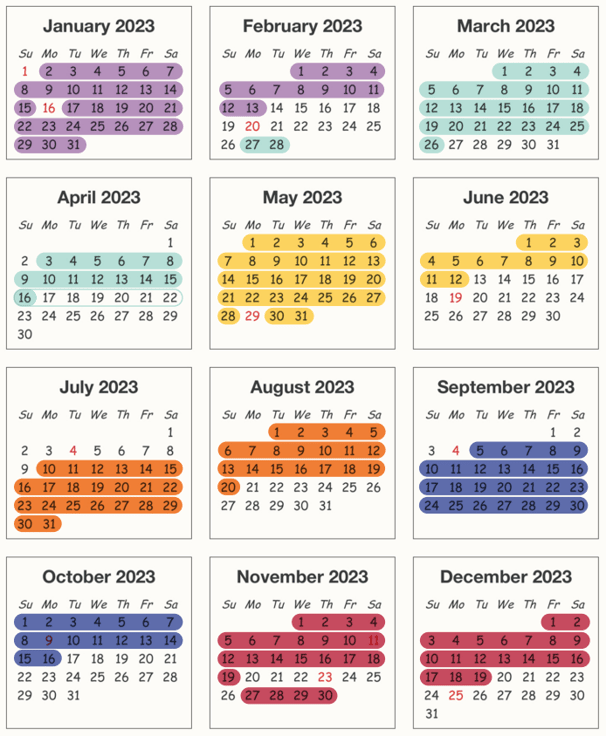 Graphic of the session calendar dates that can be found below.