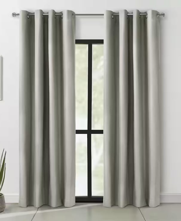 grey and green curtains