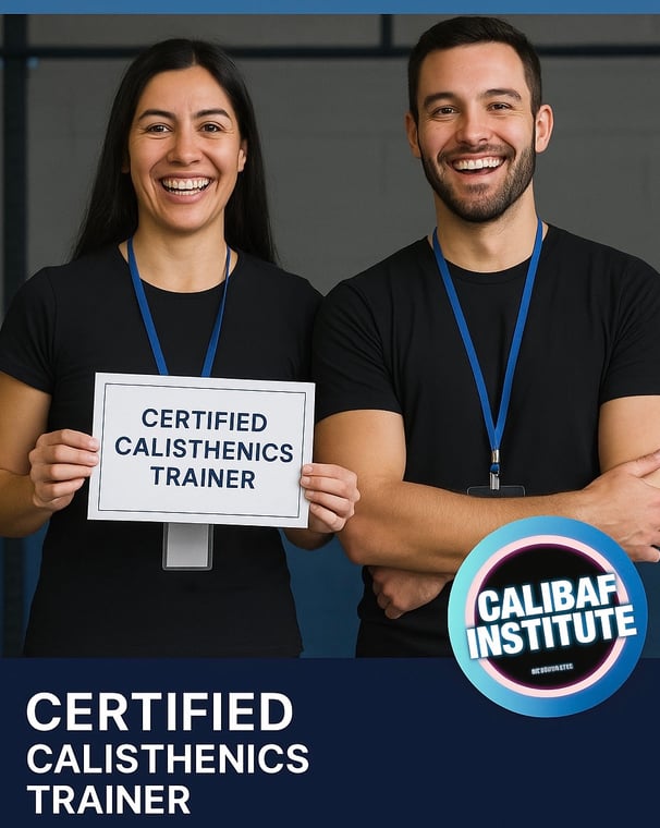 Happy Student just got certified as a calisthenics trainer from CALIBAF INSTITUTE, alongside Mentor.