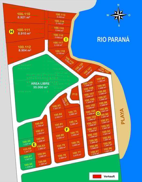 Hinterer Planteil des El Parque Paraná