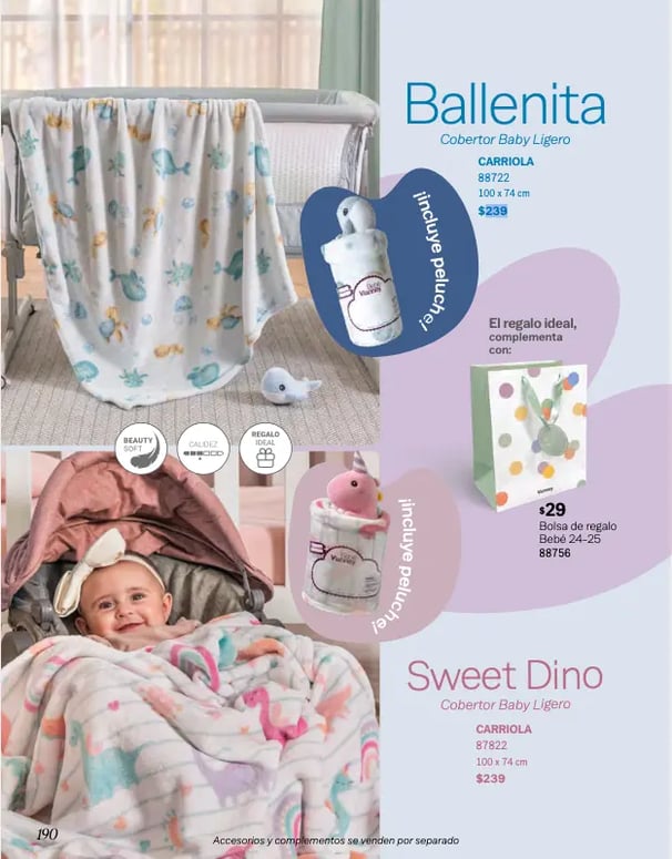 Cobertores azul y rosa modelos Ballenita y Sweet dino de la marca Vianney