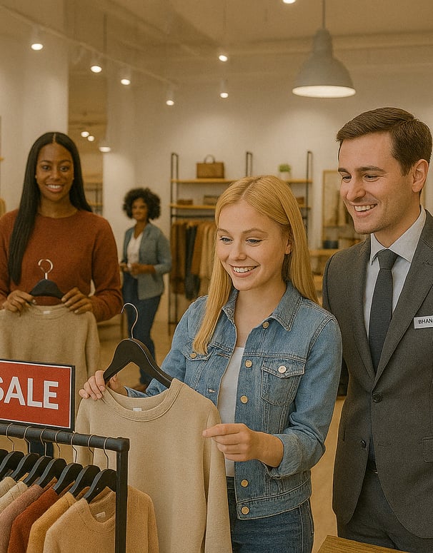 Retail customers shopping during a sale, supported by small business alternative loan funding
