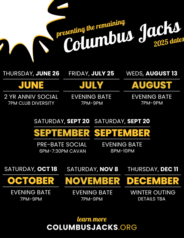 Columbus Jacks dates June 2025 to December 2025