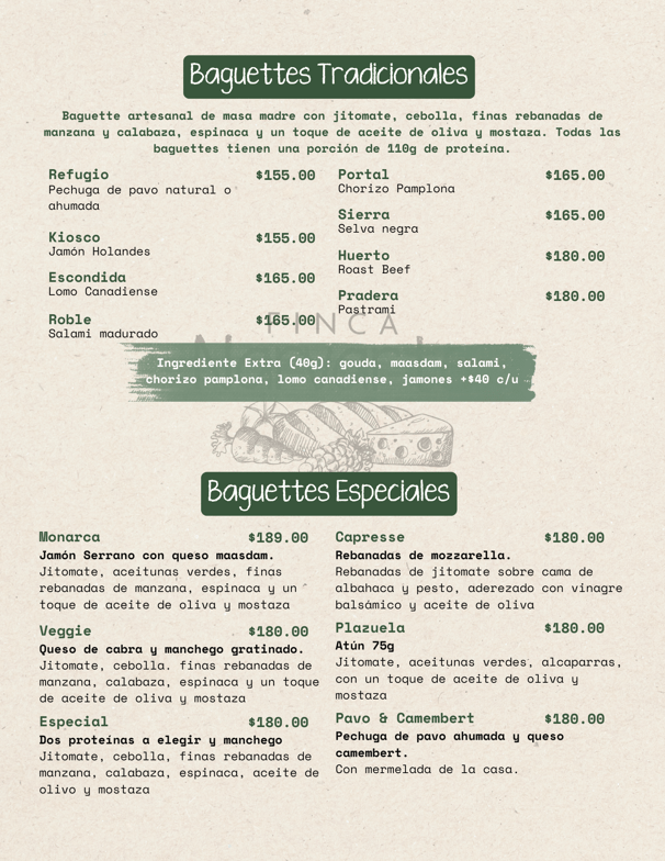 Baguette artesanal con jamón serrano, especialidad de la casa en Finca Narvarte