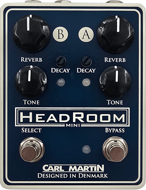 Top-down view of the HeadRoom Mini with clearly visible knobs for tone and level on both channels. 