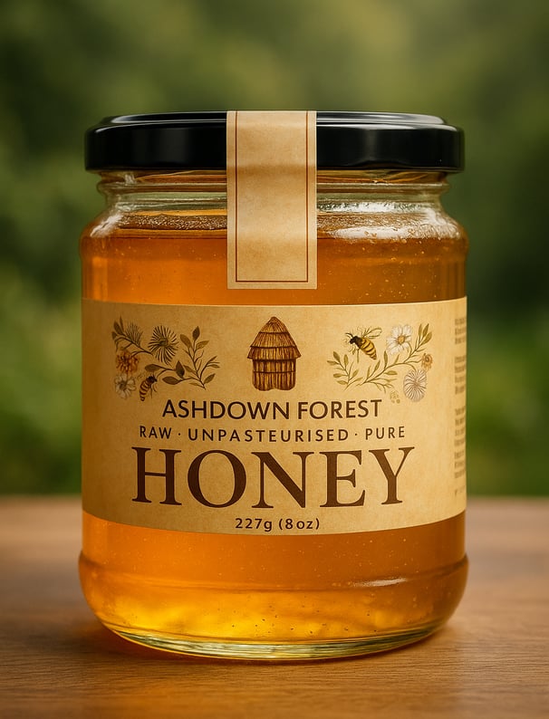 Jar of golden Ashdown Forest Honey