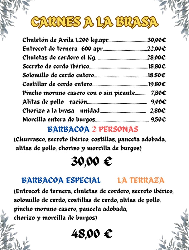 a menu of a restaurant called cantinata de cantina