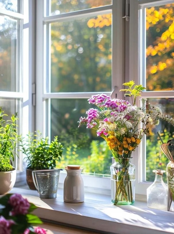 kitchen windowsill flowers
