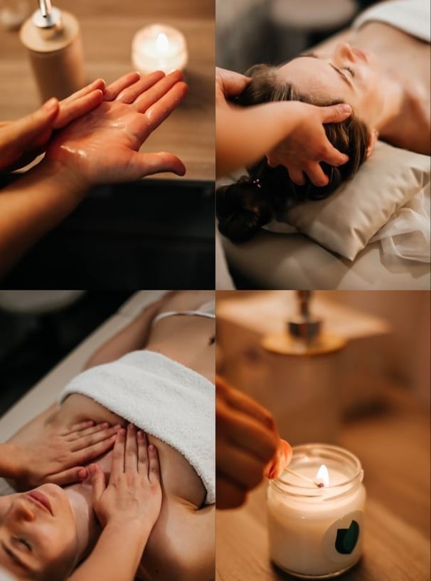 a woman getting a massage at a spa