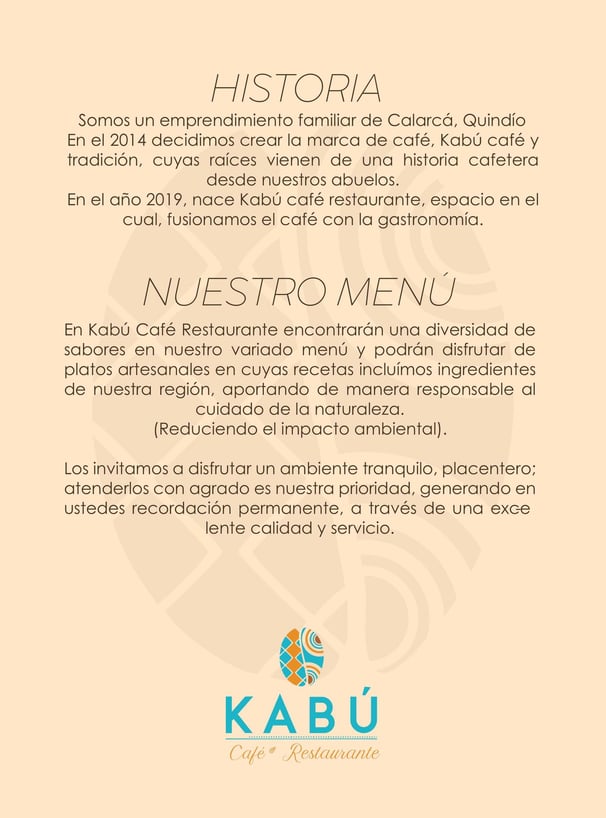 Historia Menú Kabú Café Restaurante