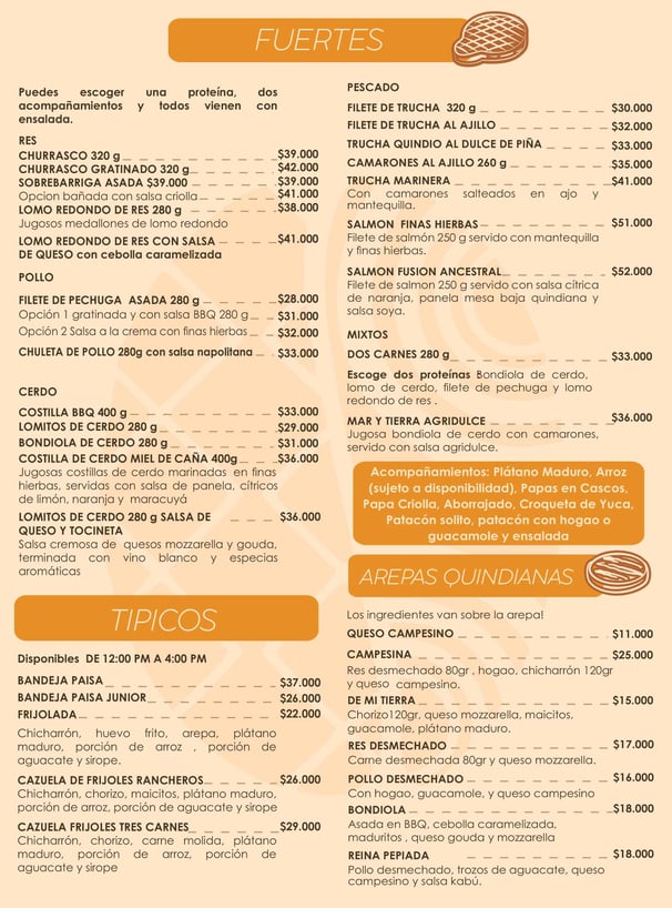 Platos fuertes Menú Kabú Café Restaurante