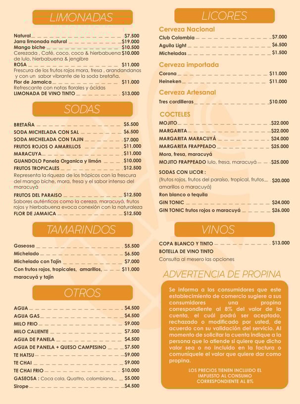 Limonadas y soda Menú Kabú Café Restaurante