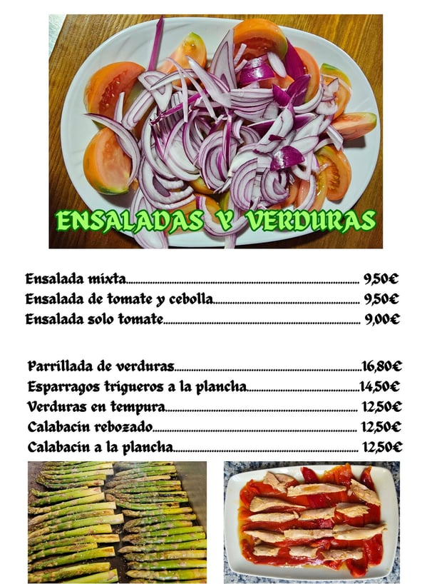 a menu card with a picture of a plate of food
