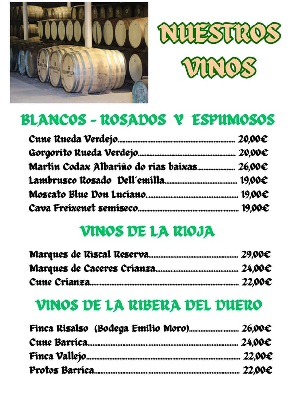 a menu of a wine tasting menu