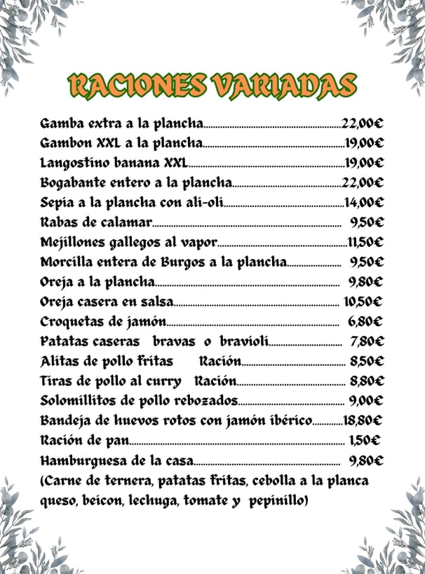 a menu for a restaurant with a menu for a restaurant