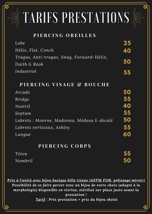 tarif piercing Astrea
