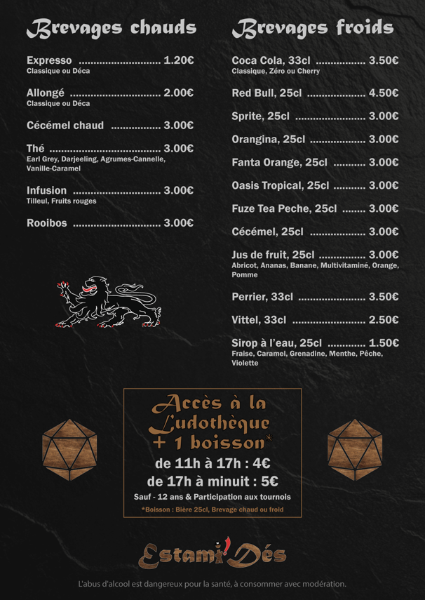 carte du bar a jeux
