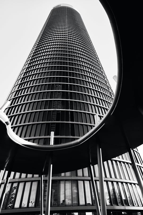 architecture photo of the PwC tower in Spain