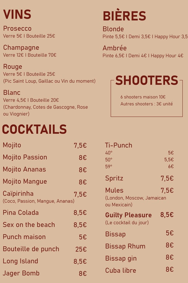carte sawa cocktails