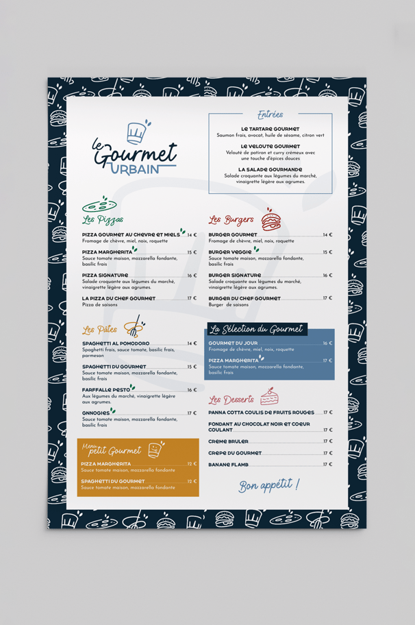 Menu - restaurant - Le Gourmet Urbain - Amy atelier graphique