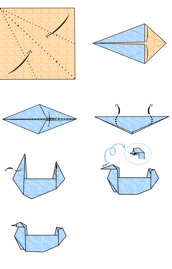 un origami di carta di un anatra