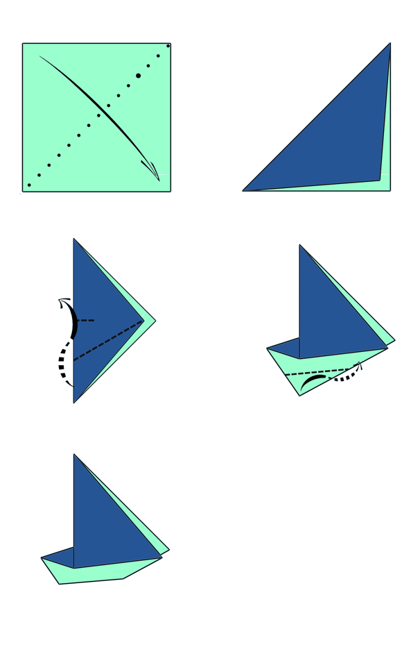Istruzioni per creare una barca a vela di origami con la carta