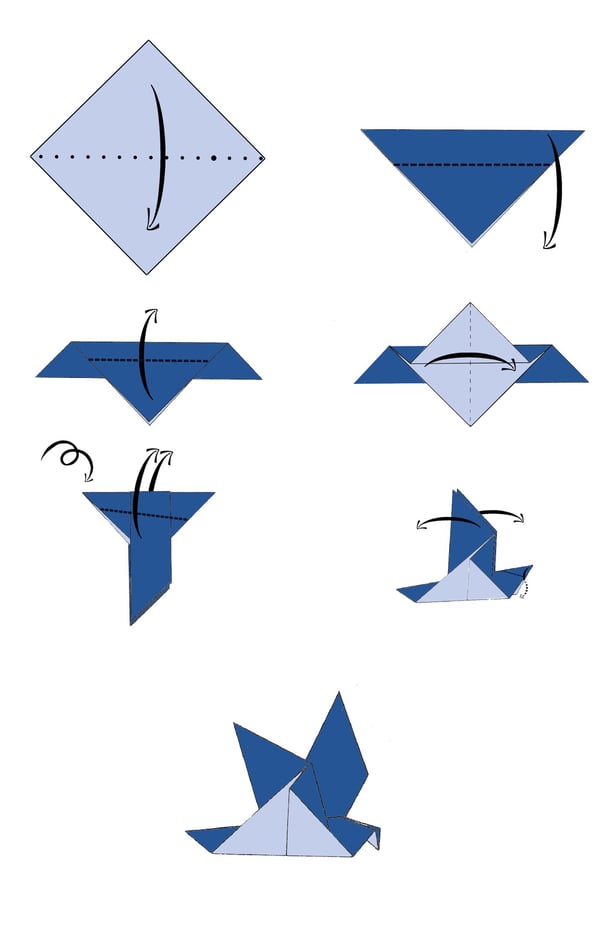 Istruzioni per creare una colmba di origami con la carta