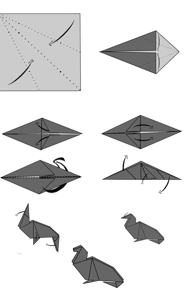 Istruzioni per creare una foca di origami con la carta
