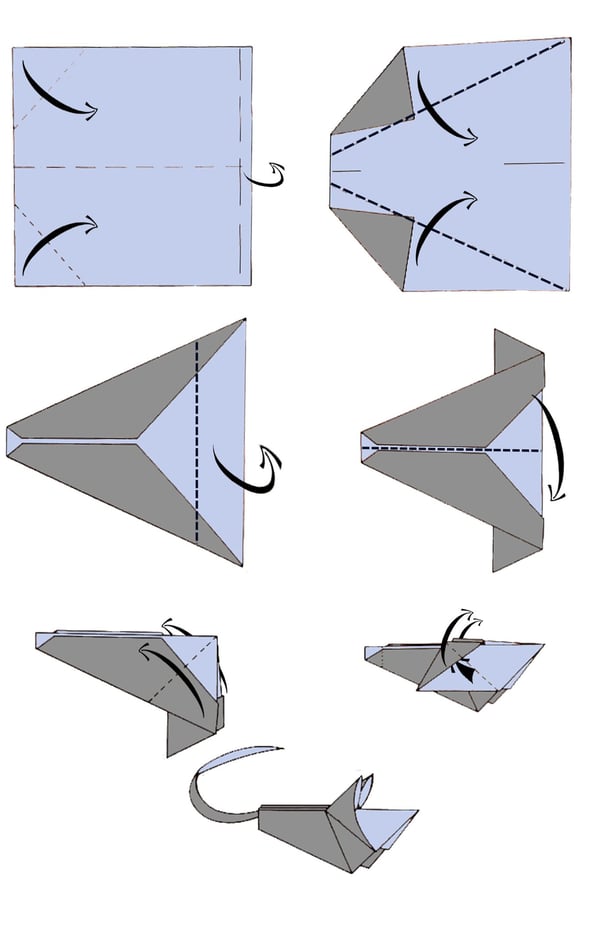 Istruzioni per creare un topolino di origami con la carta