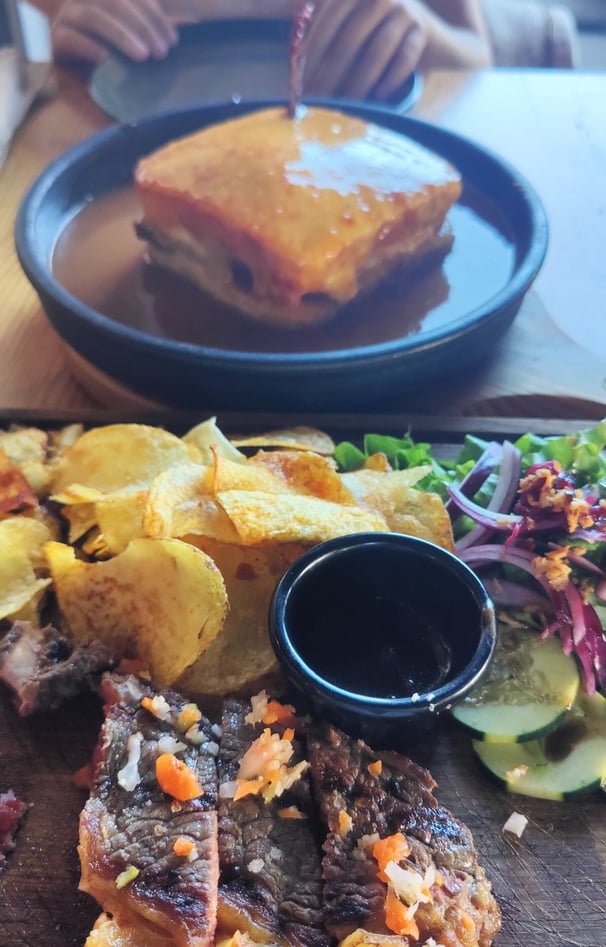 a plate of food and a plate of food