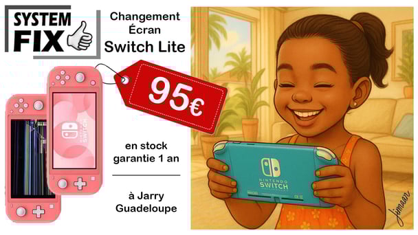 réparation écran switch lite en guadeloupe