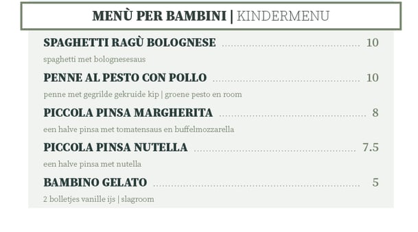 bambini kindermenu