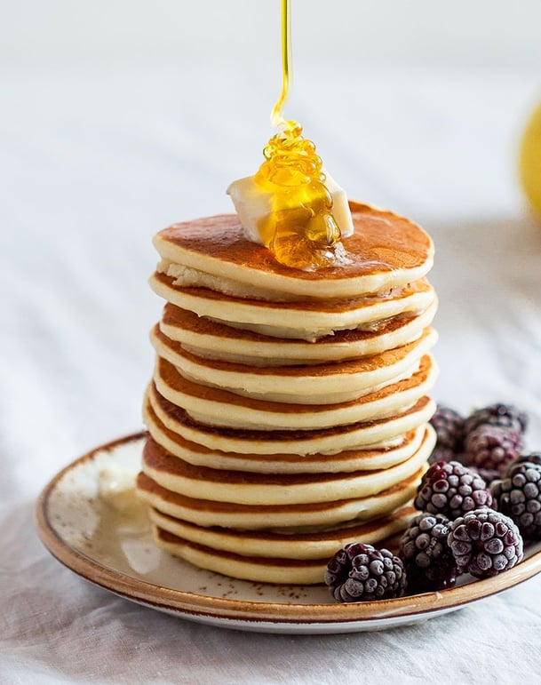 veg pancake, high carbs breakfast or snacks meal, with honey for sweetness