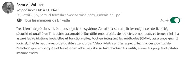 Feedback from Samuel, Embedded SW Expert and SW Standard Component Owner