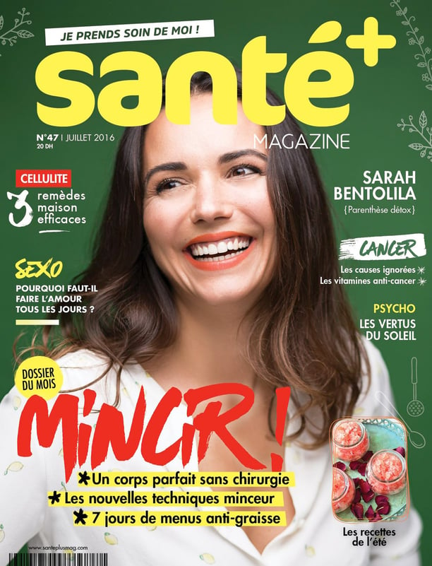 La couverture du magazine Santé avec une femme souriante.