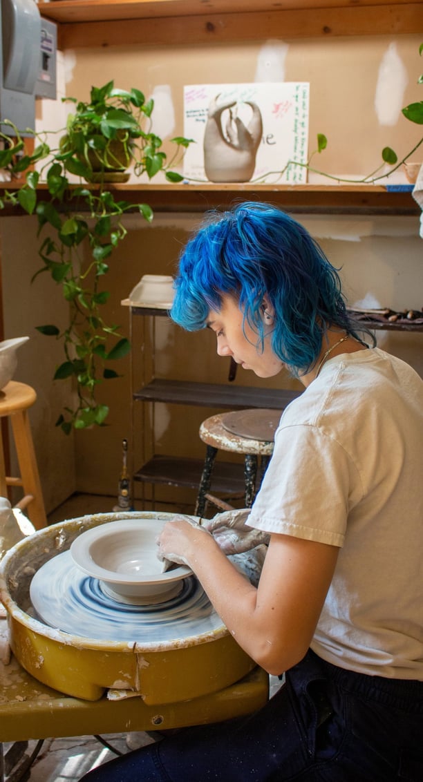Our resident Starkie throwing a bowl on the ceramic wheel.