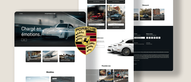 a website design for porsche with a porsche logo on it