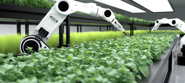 a robot - like robot is growing in a greenhouse