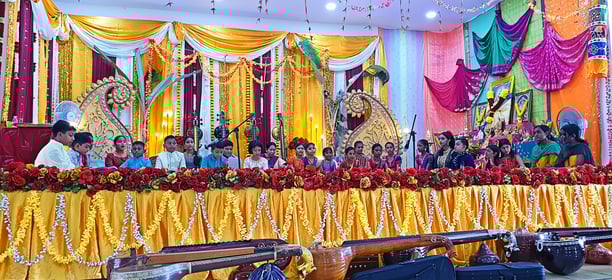 Thevaram performance during Navarathiri event. Stage performance by students