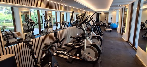 Modern, fully equipped gym at Villa El Rincon, Marbella.
