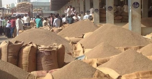 a large amount of bags of rice are being sold