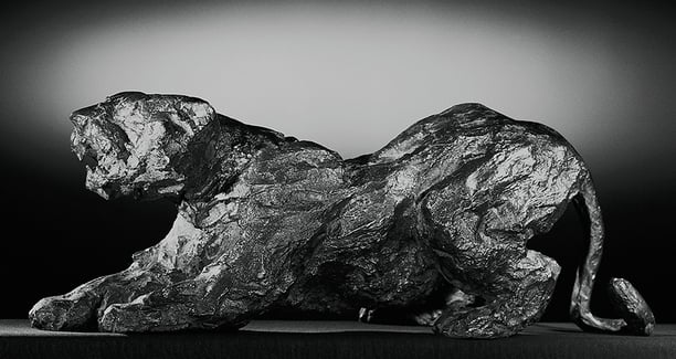 Oeuvre d'artiste-panthère en bronze- art animalier