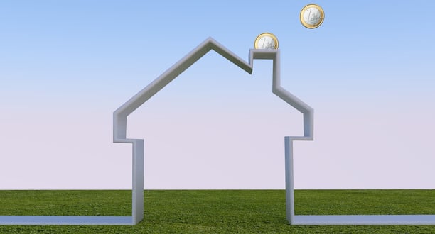 Stilisierte Hausdarstellung wo die Euros im Kamin verheizt werden