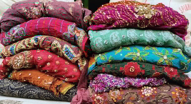 PRE-OWNED EMBROIDERY SARI, 4-5 METERS LONG, $40 EACH